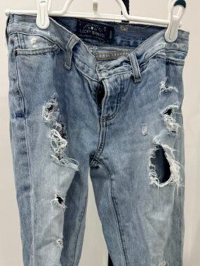 Lucky Brand Womens Sienna Slim Boyfriend Heavily Distressed Jeans